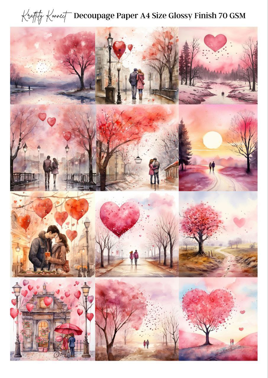 Forever in Love - 12x (Decoupage Paper - Valentine's)