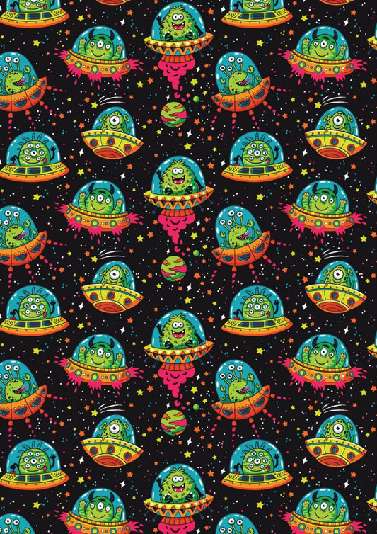 Friendly Aliens in UFOs (Kids - Decoupage Papers )