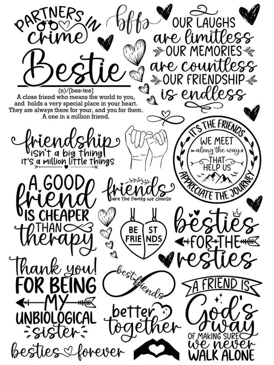 Friendship Quotes - Black & White (Instant Transfer Sheet) 1