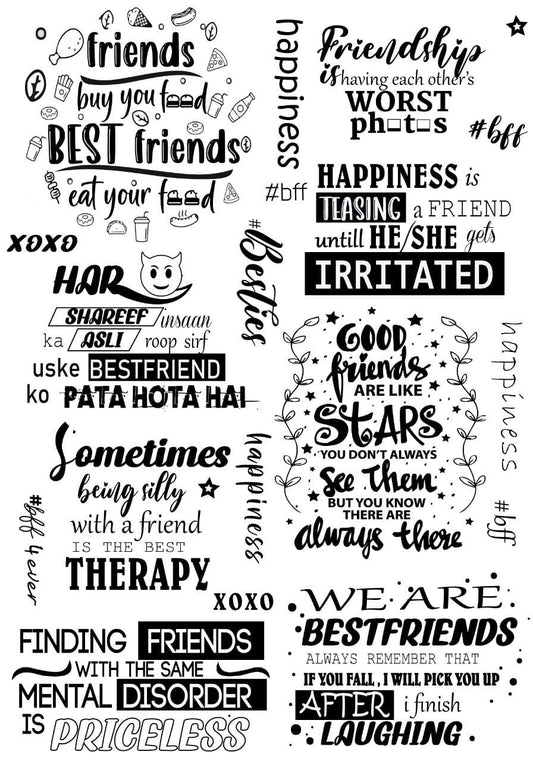 Friendship Quotes ( Instant Transfer Sheets )