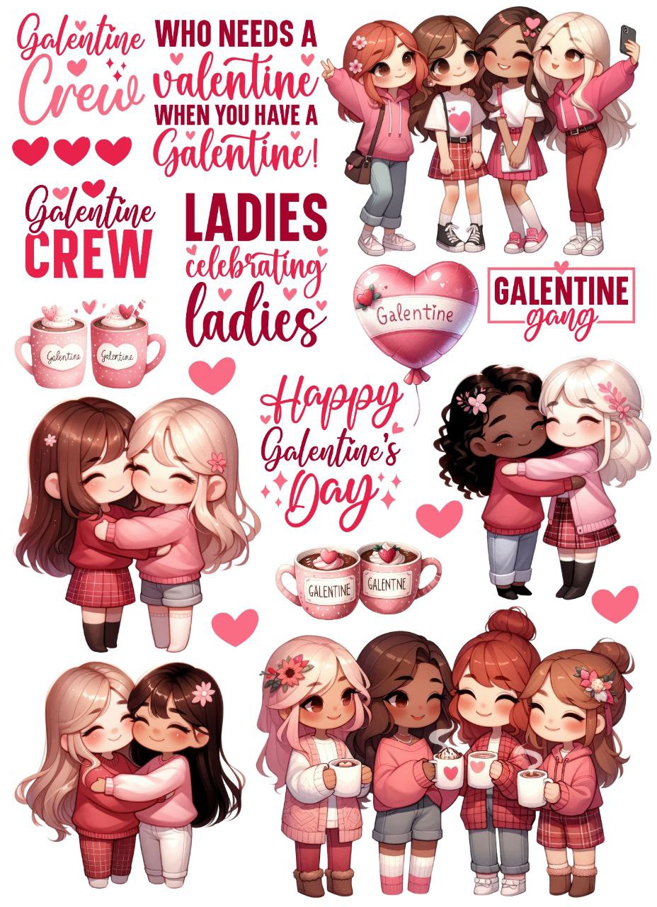 Galentine Valentine's - Celebrating Ladies - (Instant Transfer Sheet)