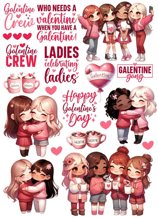 Galentine Valentine's - Celebrating Ladies - (Instant Transfer Sheet)