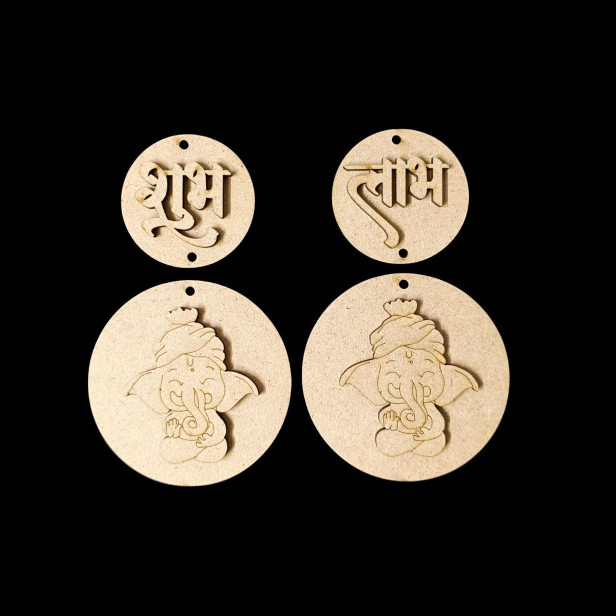 Ganesha - MDF Shubh Labh Cutout - Wall Hanging
