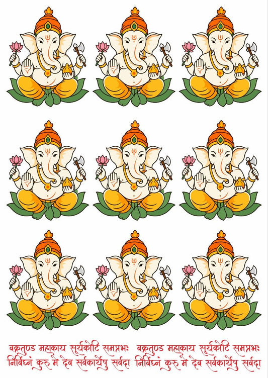 Ganesha and Ganpati Mantra - Press N Peel (UV DTF) Size A6