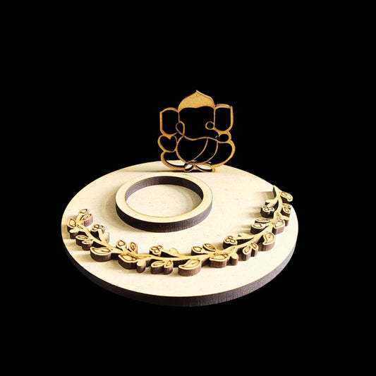 Ganesha with embellishment (MDF Tealight Holder) Festive