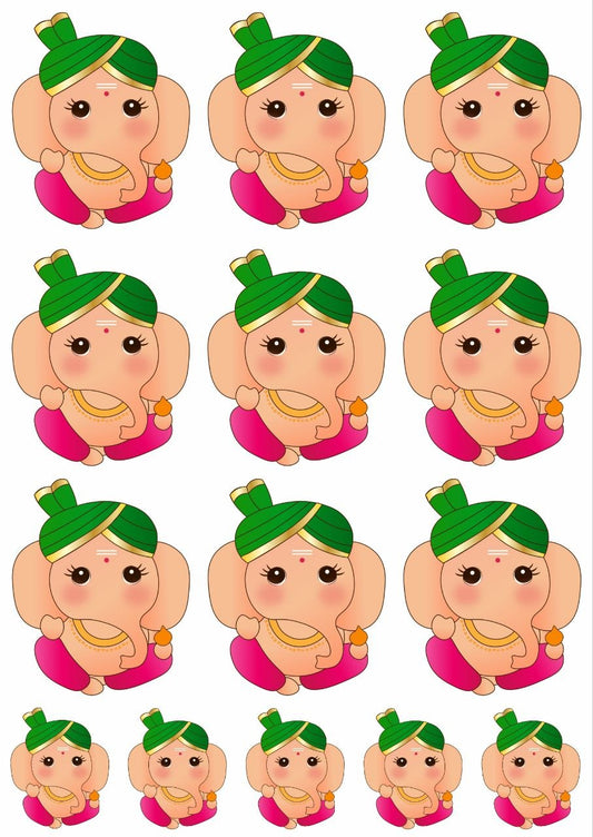 Ganpati Ganesha Sticker - Press N Peel (UV DTF) Size A6