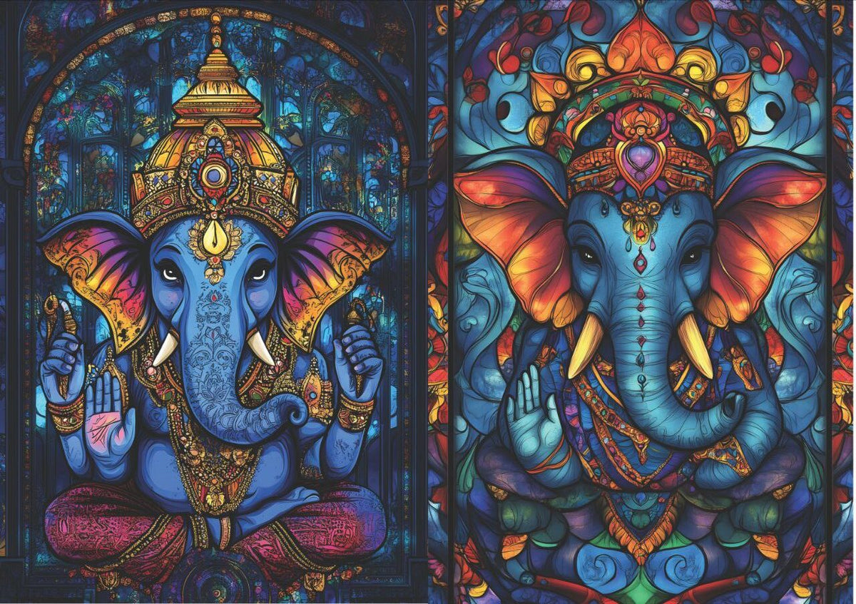 Ganpati - Stained Glass Art (2 in 1 - Decoupage Paper)