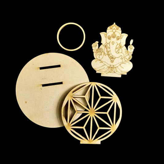Ganpati Star Pattern (MDF Tealight Holder) Festive