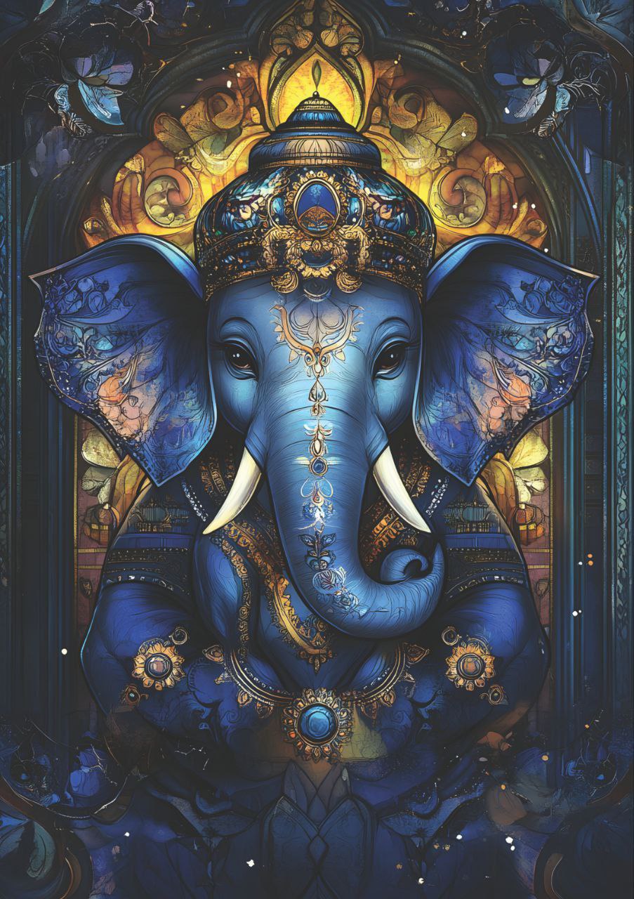 Ganpati in Blue - Wall Art (Full Size - Decoupage Paper)