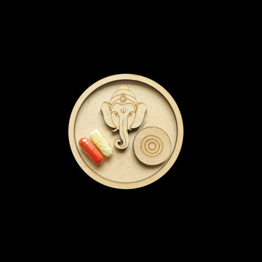 Ganpati Circle Platter (MDF Mini Roli chawal Platter - Festive Collection)