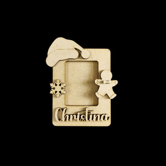 Gingerbread Man - Personalised Photo Fridge Magnet Base (MDF - Christmas)