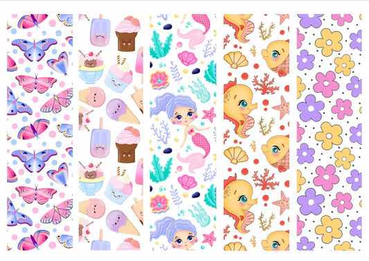 Girly Elements - Mini Bookmarks - Press N Peel Stickers (UV DTF) Size A6