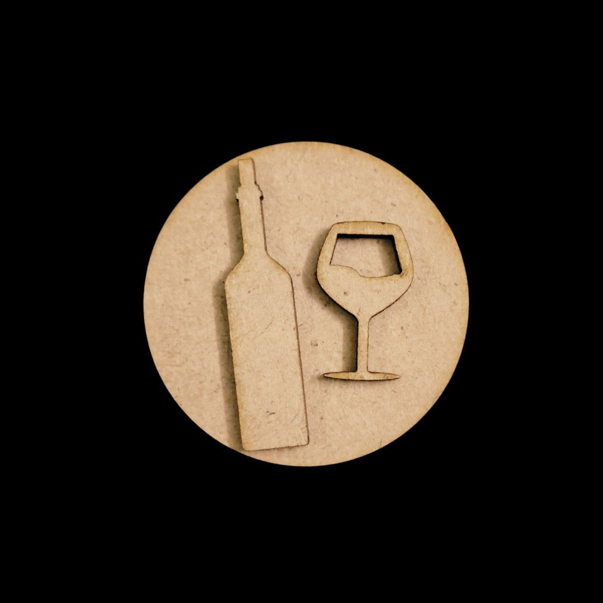 Glass and Bottle wine (MDF Round Fridge Magnet Base)