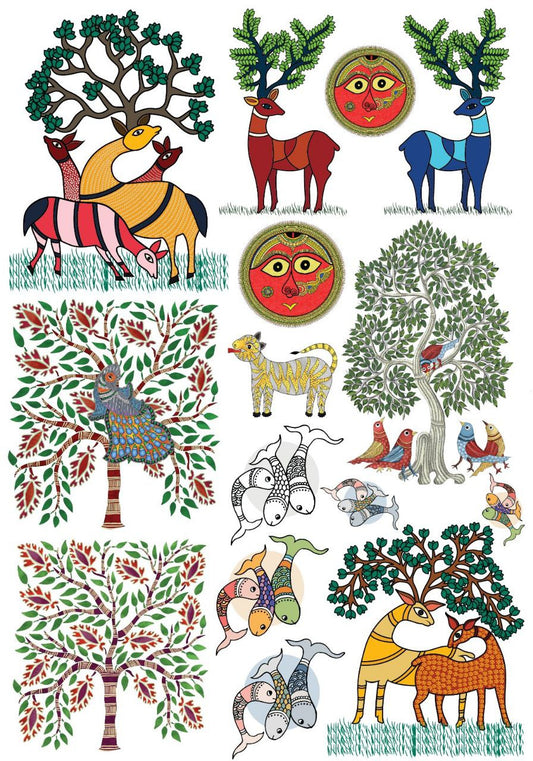 Gond Art in Nature (Instant Transfer Sheet)