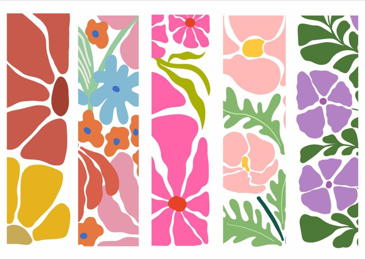 Groovy Retro Flowers - Mini Bookmarks - Press N Peel Stickers (UV DTF) Size A6