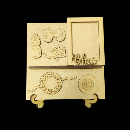 Gym Fitness Lover Bhai - Miniature Photo Fridge Magnet Base & Desk Stand - MDF