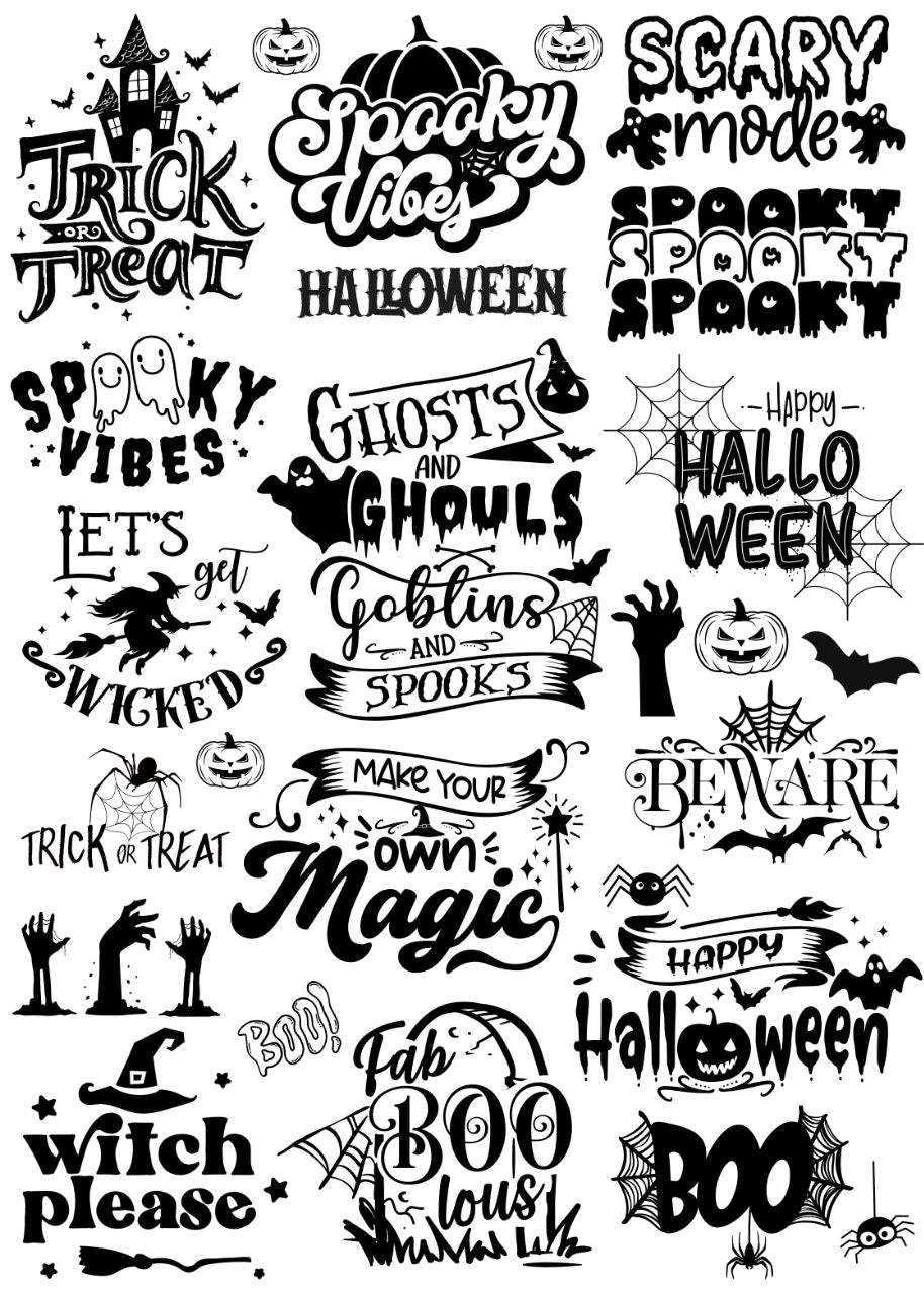 Halloween Quotes & Words (Instant Transfer Sheet)