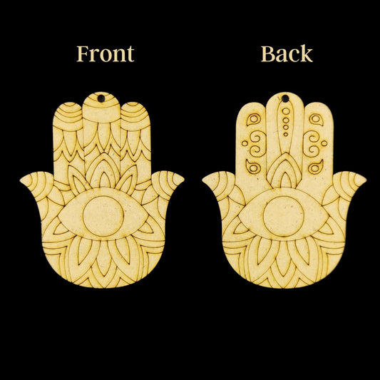 Hamsa Palm - Front/back ethnic (MDF Premarked Keychain base)