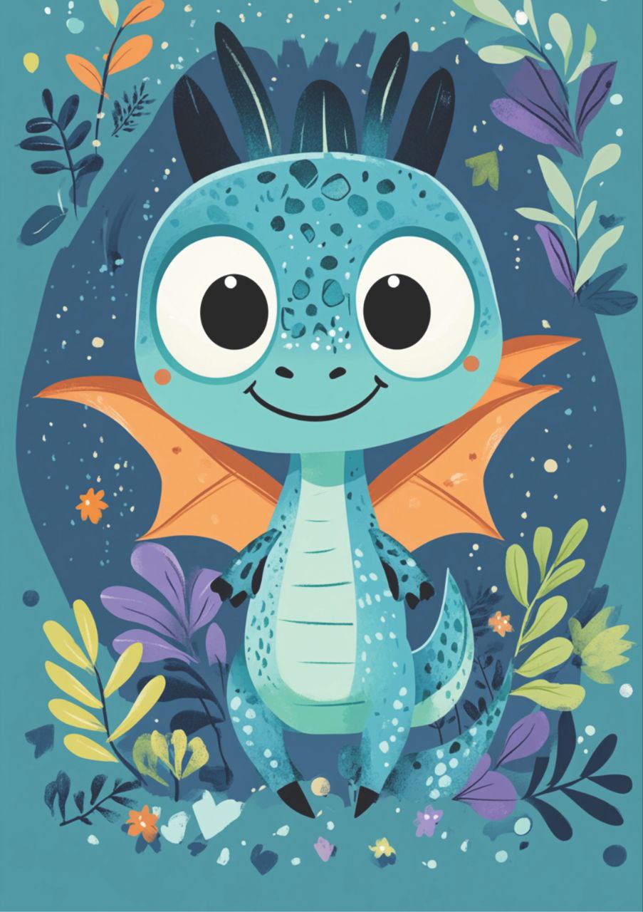 Happy Smiling Cute Dinosaur (Decoupage Paper)3