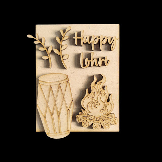 Happy Lohri (MDF fridge magnet base - Festive)