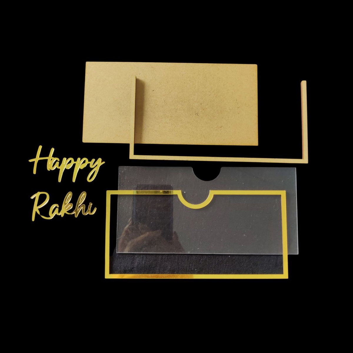 Happy Rakhi- Gold Acrylic Cash Envelope (Raksha Bandhan)