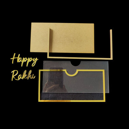 Happy Rakhi- Gold Acrylic Cash Envelope (Raksha Bandhan)