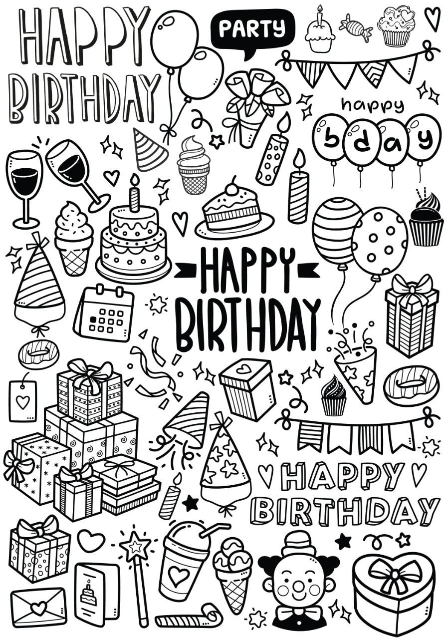 Happy Birthday ( Elements )   ( Instant Transfer Sheets )