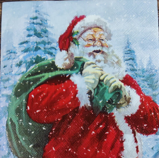 Happy santa with Sack ( Christmas - Tissues )