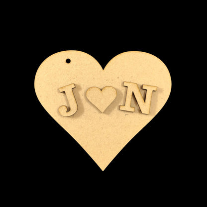 Heart - Initials ( MDF Keychain Base - Valentine's ) Personalised