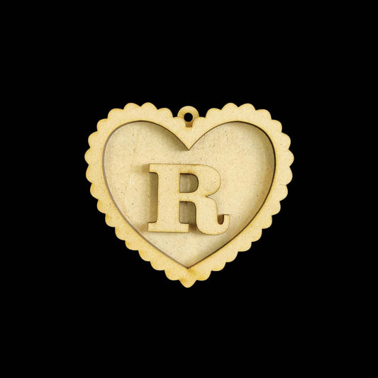 Heart Love Personalised Monogram - Mirror Bag Dangler Keychain (MDF)