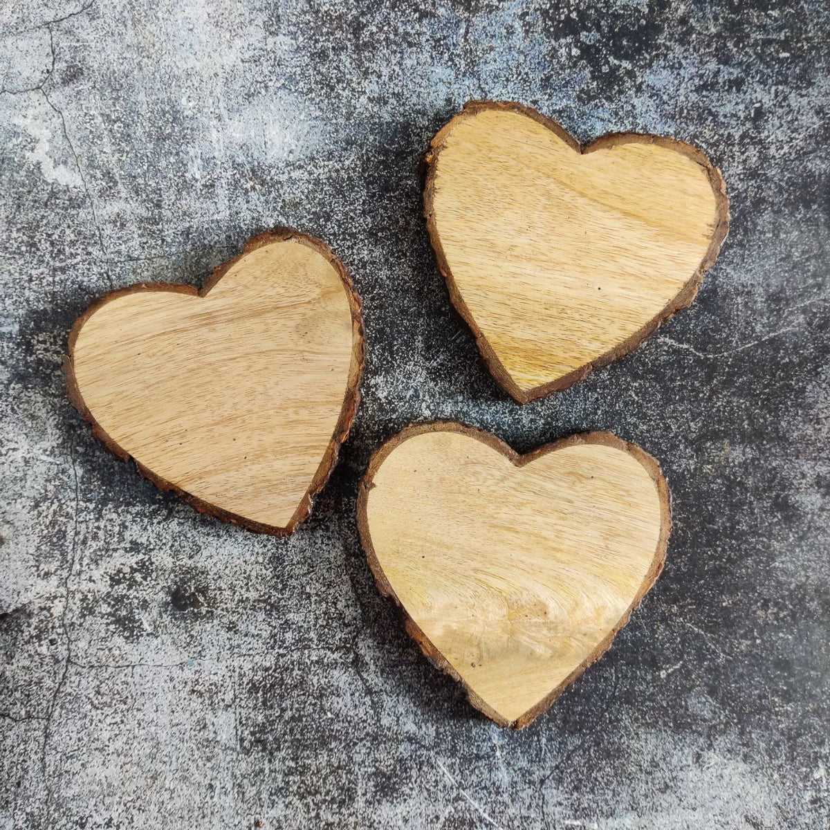 Heart Shape - Mangowood coasters (Wooden Slices)