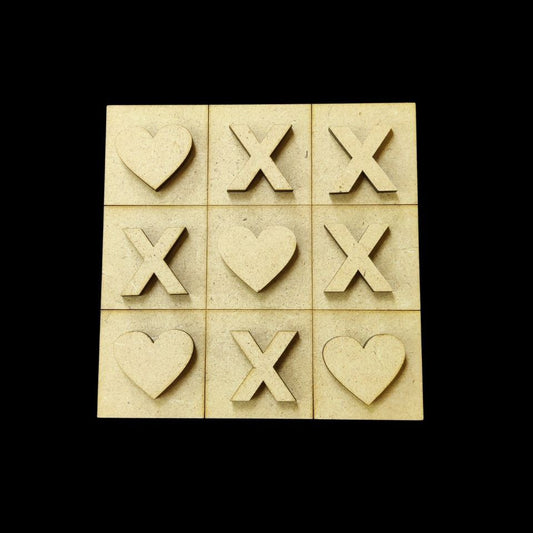 Hearts & Xs - Tic Tac Toe MDF Base - Valentine's