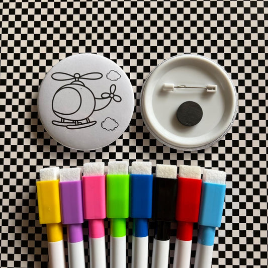 Helicopter - Color & Wipe Badge cum Fridge Magnet Kit