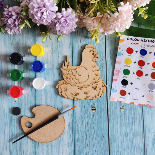 Hen And Nest (Fridge Magnet DIY Kit) MDF