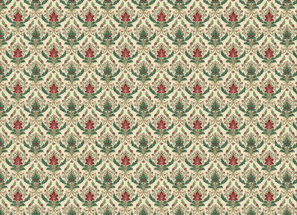 Holly Berry Flowers - Xmas Napkin Print - Seamless (Instant Transfer Sheet) Horizontal