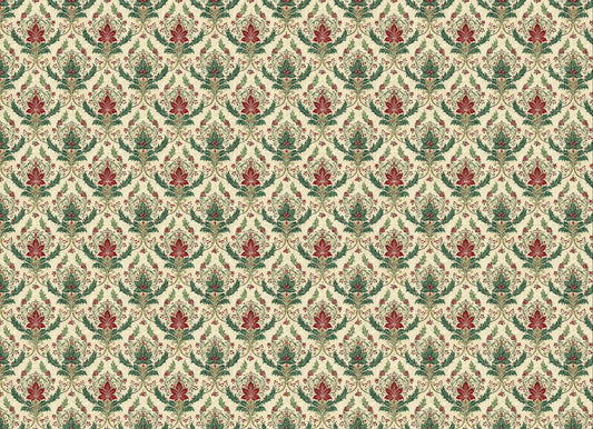 Holly Berry Flowers - Xmas Napkin Print - Seamless (Instant Transfer Sheet) Horizontal