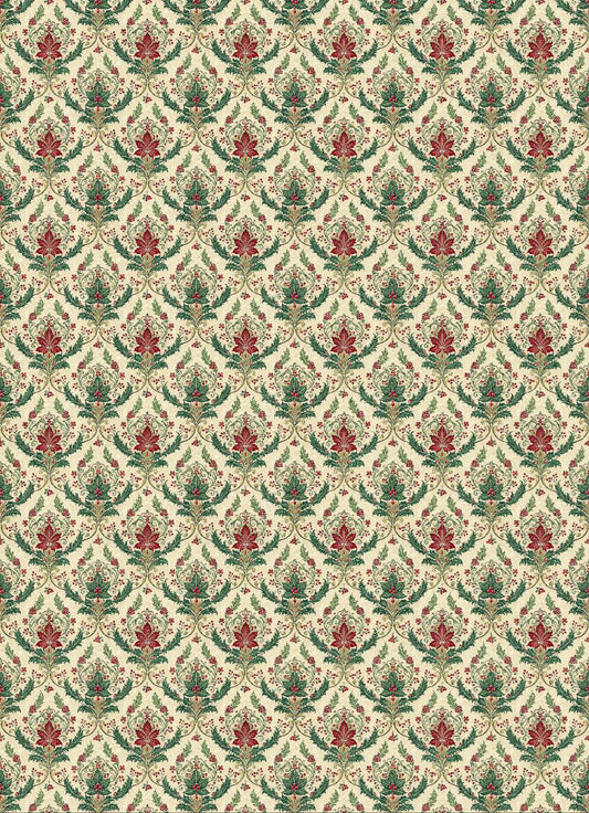 Holly Berry Flowers - Xmas Napkin Print - Seamless (Instant Transfer Sheet) Vertical