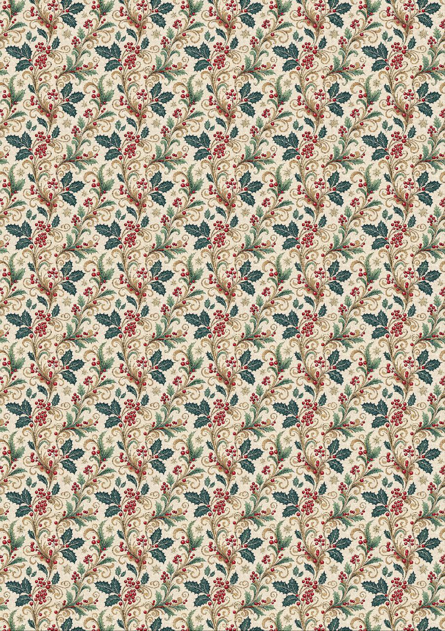 Holly Leaves and Berries - Christmas - Seamless (Decoupage Paper)