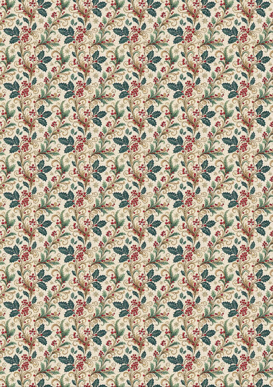 Holly Leaves and Berries - Christmas - Seamless (Decoupage Paper)