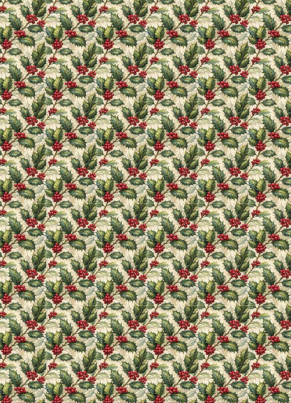 Holly Leaves and Berries - Seamless (Instant Transfer Sheet) Christmas