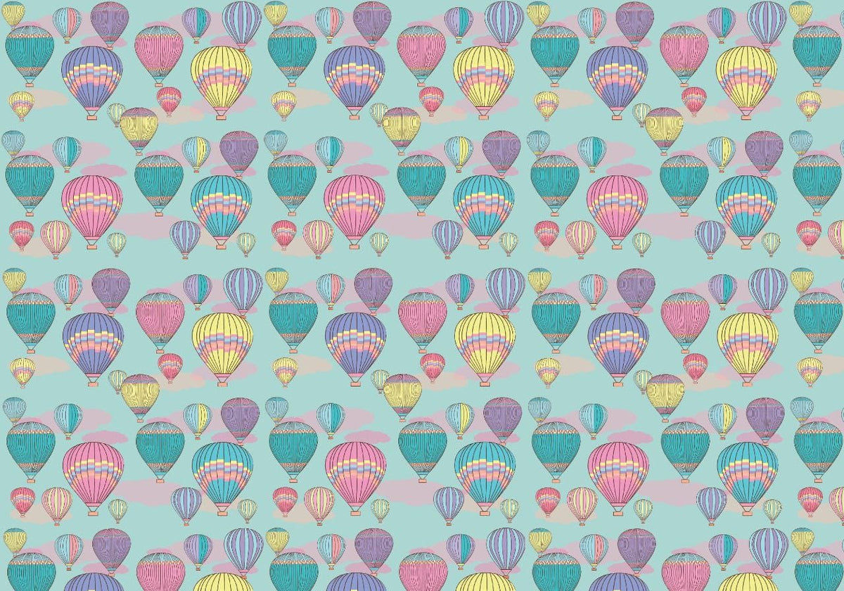 Hot air balloon blue ( Instant Transfer Sheets )