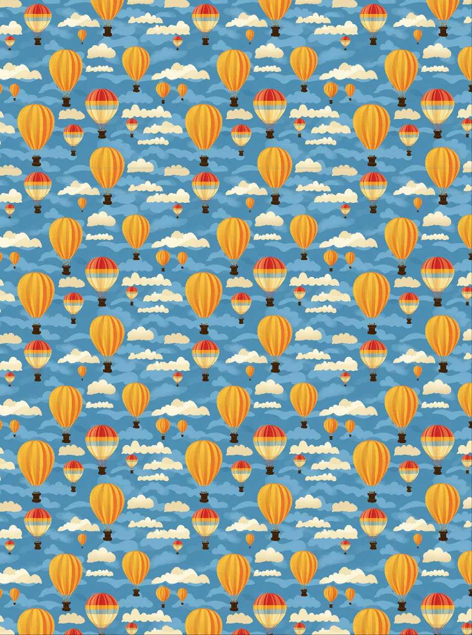 Hot air Balloon in Clouds - Seamless Pattern (Decoupage Paper)