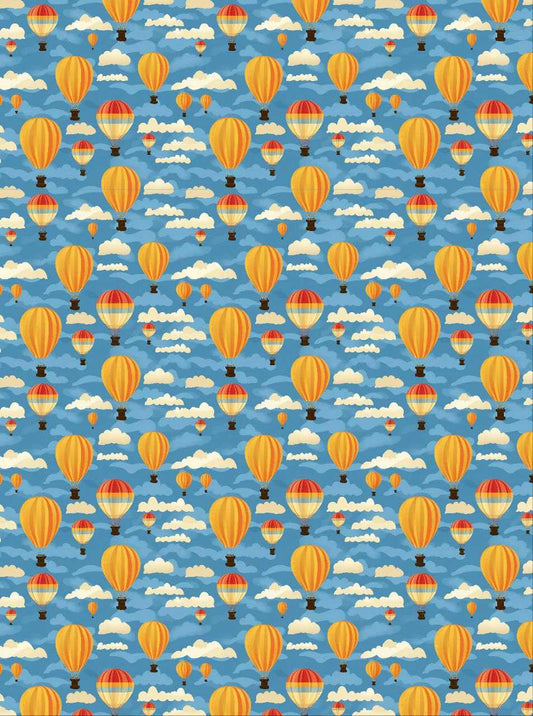 Hot air Balloon in Clouds - Seamless Pattern (Decoupage Paper)