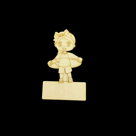 Hula Hoop Girl (Mini Fridge Magnet Name Board) MDF
