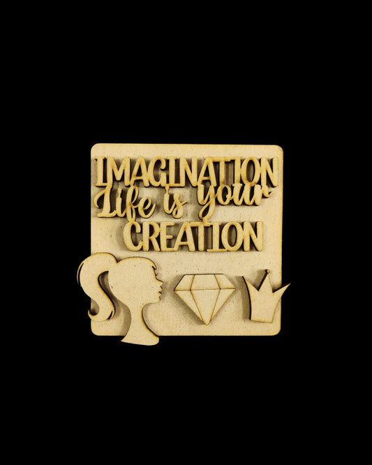 Imagination - Barbie ( MDF fridge magnet base )