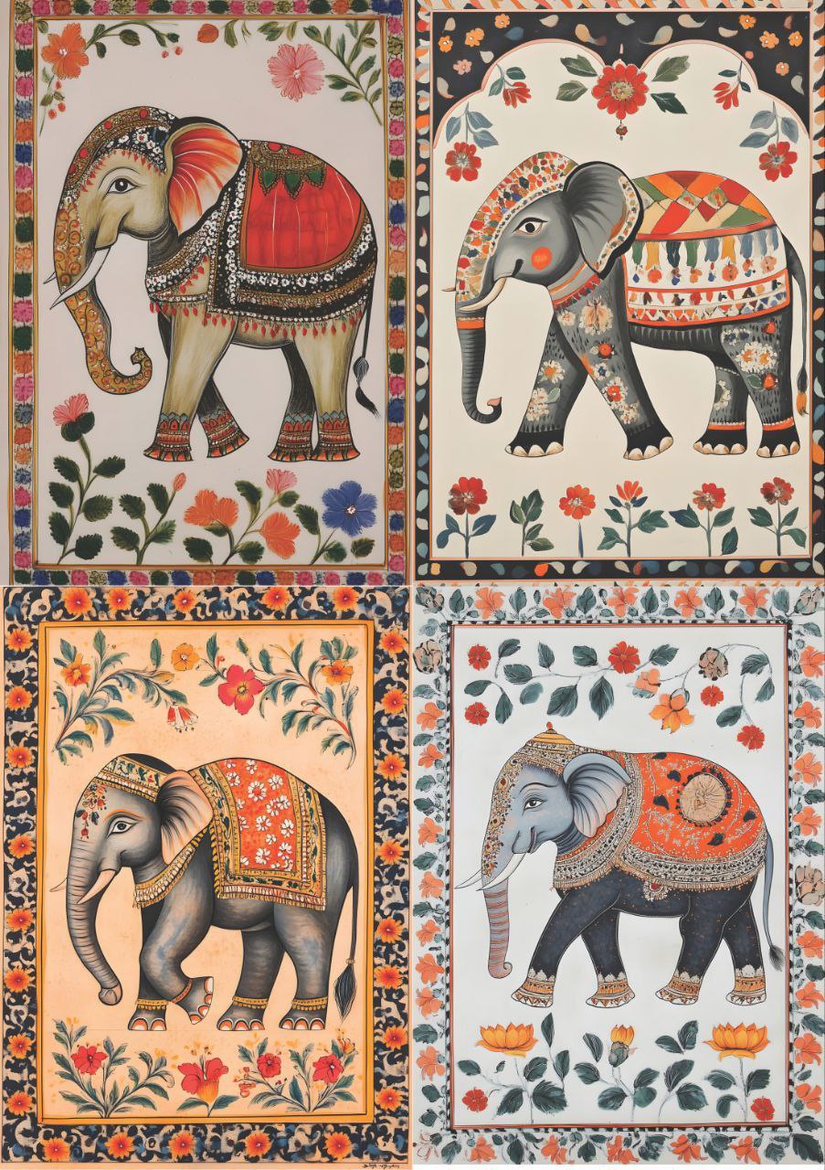 Imperial Elephants 1 (4 in 1 - Decoupage Paper)