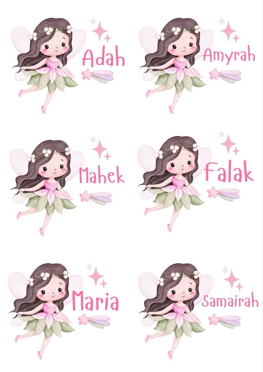 Jungle Fairy - Personalised DTF Press n Peel Stickers (A6) 6 Names