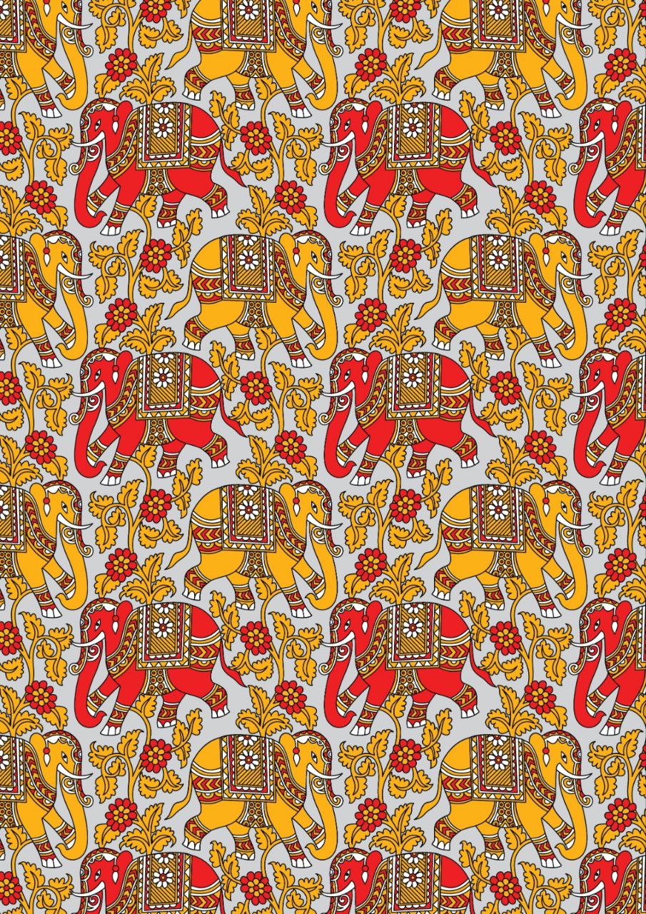 Kalamkari Elephant - Traditional print (Instant Transfer Sheet)