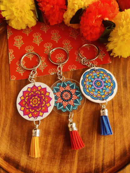 Keychain DIY Kit - Acrylic Base (Rangoli Mandala)