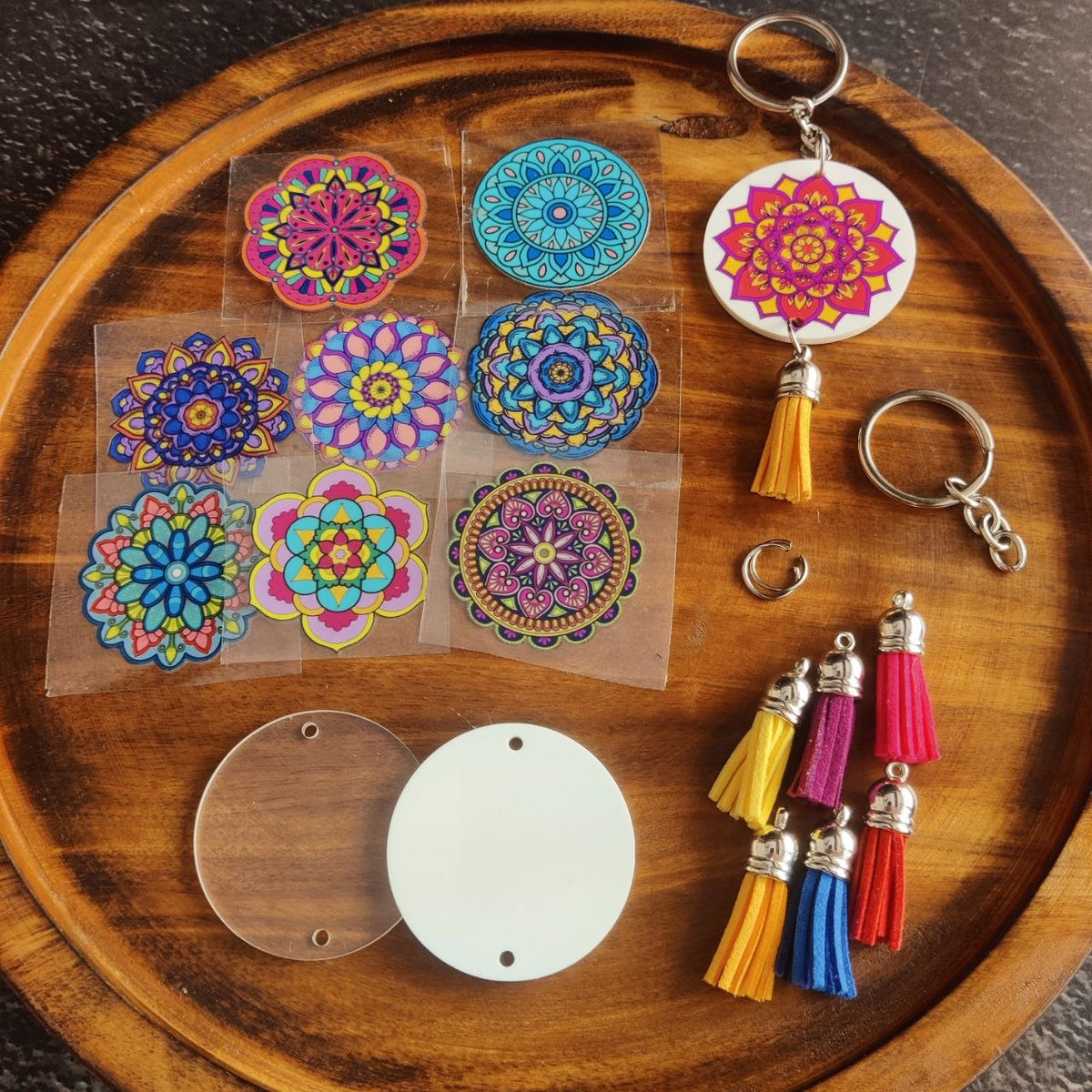 Keychain DIY Kit - Acrylic Base (Rangoli Mandala)